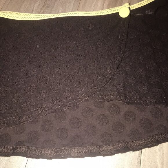 Vintage 90s Becca swim skirt wrap brown polka dots lime yellow sz M/L - Picture 3 of 7